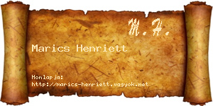 Marics Henriett névjegykártya